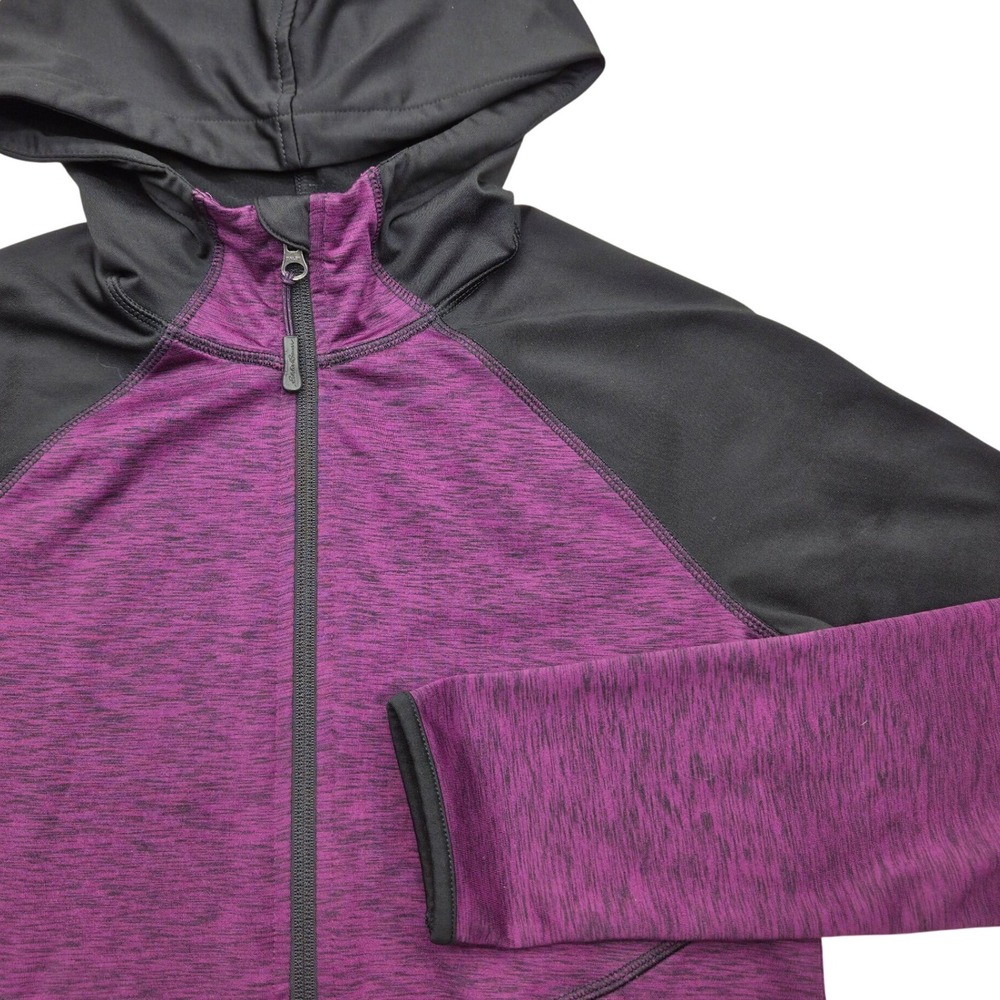 Eddie Bauer Freeheat Womens XS Purple Black Heathered Full Zip Hooded Jacket